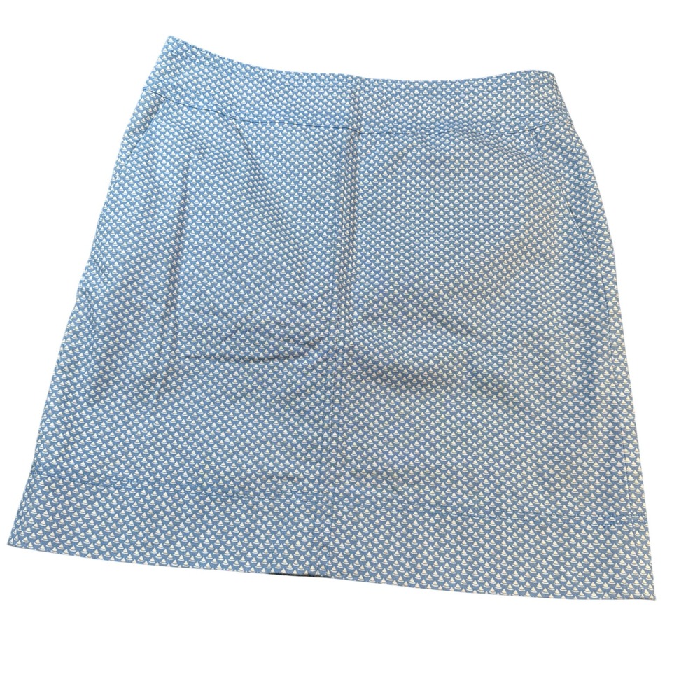 Talbots Womens Skirt Size 4 Blue White Sailboat Print A-Line Knee Length